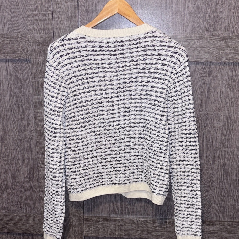 Two-Tone Cream and Black Button-Front Cardigan - Picture 4 of 6